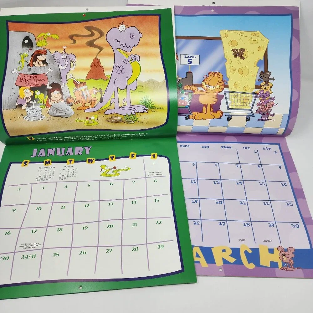 Lot of 2 Vtg 2000 & 2002 Garfield the Cat Wall Calendars 13